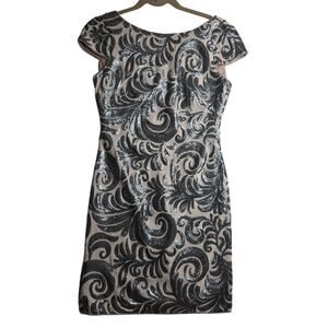 Adriana Papell‎ Sz2 Sequin Champagne n Silver Blush Bodycon  Events Party Dress
